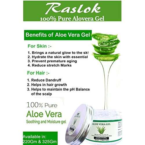 Raslok Aloe Vera Gel Pure Natural Organic Aloe Gel For Moisturizing Face Skin...