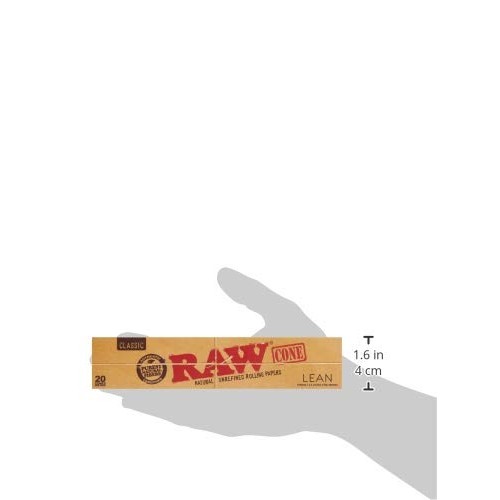 RAW Classic Natural Unrefined Pre Rolled Cones - 20 Cones Per Pack - Lean Siz...
