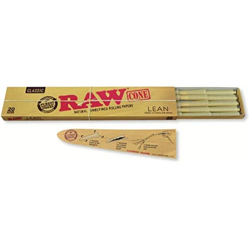 RAW Classic Natural Unrefined Pre Rolled Cones - 20 Cones Per Pack - Lean Siz...