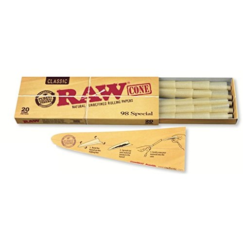 RAW Classic Natural Unrefined Pre Rolled Cones Cones Per Pack Brown Unscented...