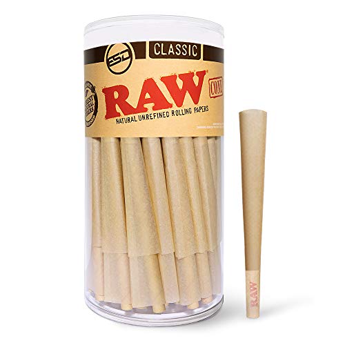 RAW Cones Classic King Size | 100 Pack | Natural Pre Rolled Paper with Tips a...