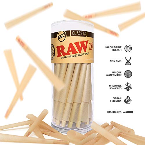 RAW Cones Classic King Size | 50 Pack | Natural Pre Rolled Rolling Paper with...