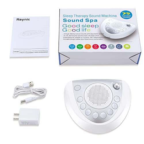 White Noise Machine Raynic Sound Machine Portable Sleep Machine with 24 Natur...