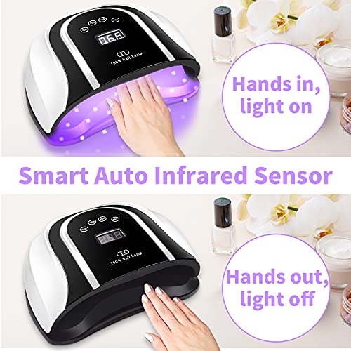 160W UV LED Gel Nail Lamp,Large UV Nail Light for Professional Salon Home Two...