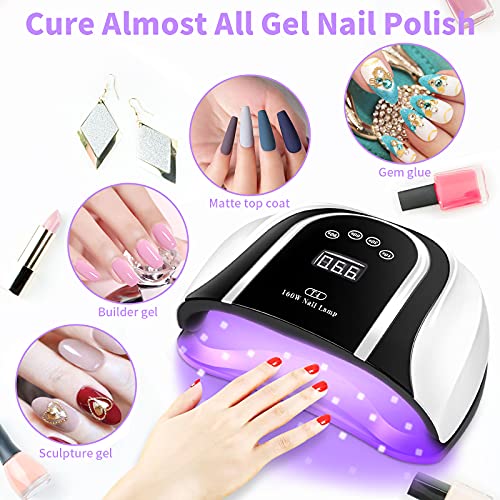 160W UV LED Gel Nail Lamp,Large UV Nail Light for Professional Salon Home Two...