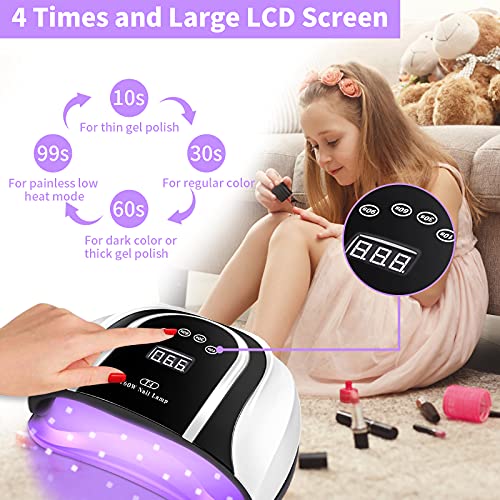 160W UV LED Gel Nail Lamp,Large UV Nail Light for Professional Salon Home Two...