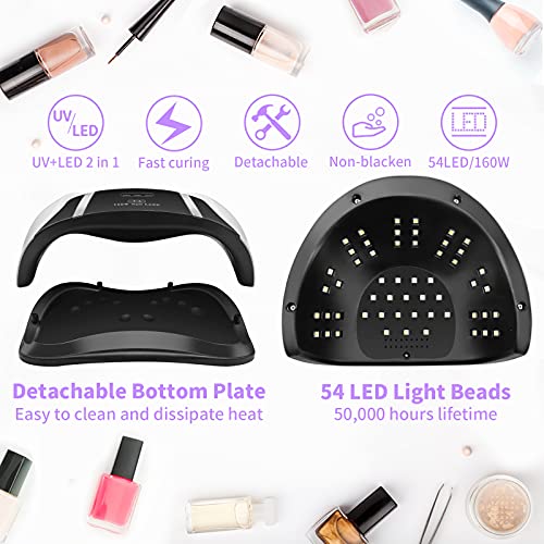 160W UV LED Gel Nail Lamp,Large UV Nail Light for Professional Salon Home Two...