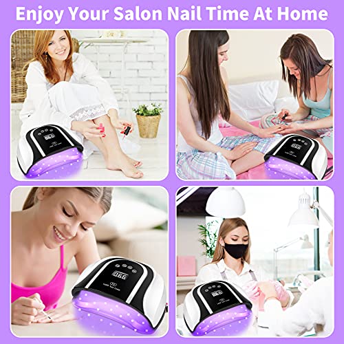 160W UV LED Gel Nail Lamp,Large UV Nail Light for Professional Salon Home Two...