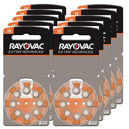 Rayovac Extra Advanced, Size 13 Mercury Free Hearing Aid Batteries (Pack 80 B...