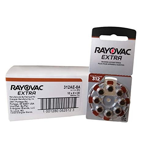 Rayovac Size 312 Extra Advanced Mercury Free Hearing Aid Batteries (80 Batter...