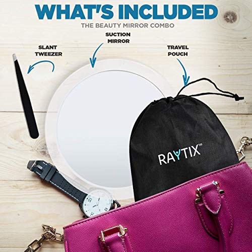 15X Magnifying Mirror & Slant Tweezers Set Makeup Application & Eyebrow Remov...