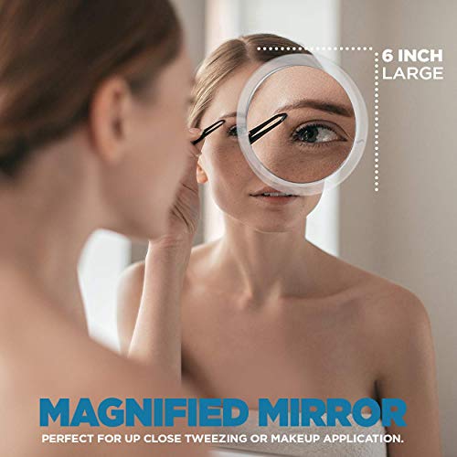 15X Magnifying Mirror & Slant Tweezers Set Makeup Application & Eyebrow Remov...