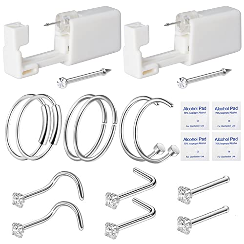 Nose Piercing Kit - Rayyl Disposable Safety Nose Piercing Gun Built-in Nose S...