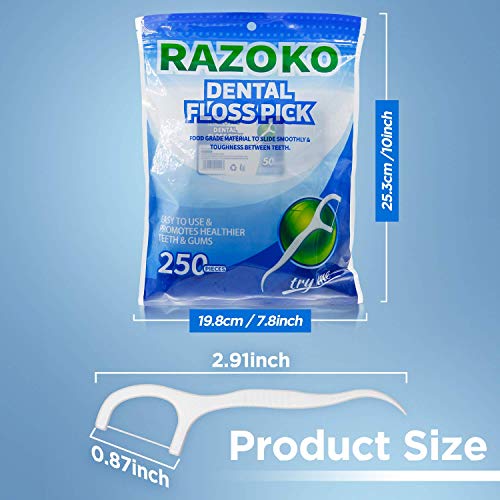 Dental Floss Picks High Toughness Toothpicks Sticks 250pcs with Portable Case...