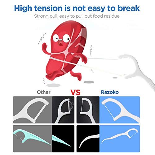Dental Floss Picks High Toughness Toothpicks Sticks 250pcs with Portable Case...
