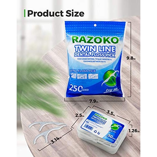 Twin-Line Dental Floss Picks High Toughness Toothpicks Sticks with Portable C...