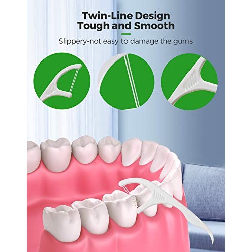 Twin-Line Dental Floss Picks High Toughness Toothpicks Sticks with Portable C...