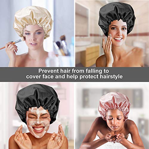 Shower Cap For Women Men 3PCS Shower Caps For Women Waterproof Extra Large Sh...