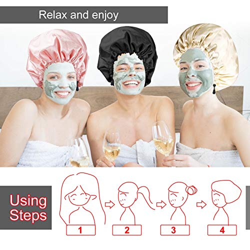 Shower Cap For Women Men 3PCS Shower Caps For Women Waterproof Extra Large Sh...