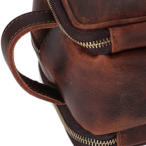 Personalized Leather Toiletry Bag for Men Travel Shaving Dopp Kit-Large Cosme...