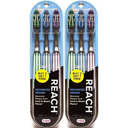 Reach Advanced Design Firm Toothbrushes, Colors May Vary, 3 Count (Pack of 2)...