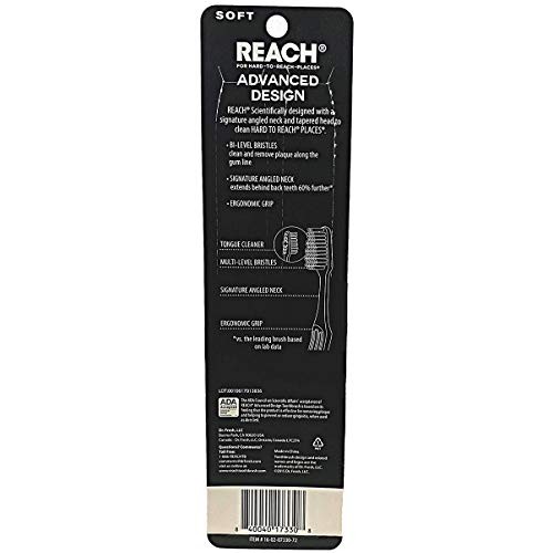 Reach Advanced Design Full Head Soft Toothbrush, Assorted Colors, 2 Count (Pa...