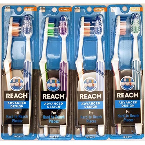 Reach Advanced Design Full Head Soft Toothbrush, Assorted Colors, 2 Count (Pa...