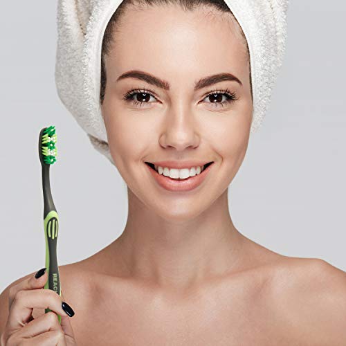 REACH Essentials Toothbrush and Brush Caps, Soft Bristles, Silver, 6 Count