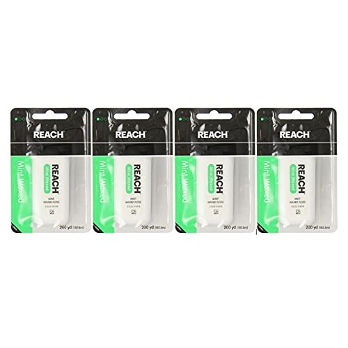 REACH Mint Waxed Floss 200 Yards 7200 Inch (Pack of 4)