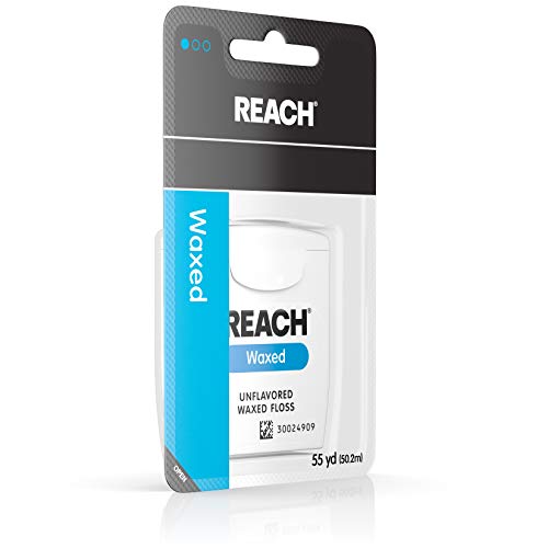 Reach Unflavored Waxed Dental Floss for Oral Care & Removal of Plaque & Food ...