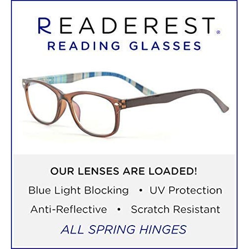 Readerest Blue Light Blocking Reading Glasses (Brown/Blue, 2.00 Magnification...
