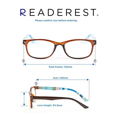 Readerest Blue Light Blocking Reading Glasses (Brown/Blue, 2.00 Magnification...