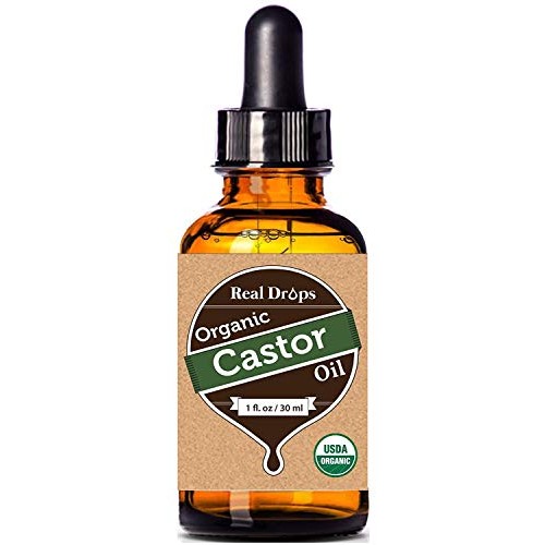 Real Drop Organic Pure Castor Oil - Cold pressed, USDA Certified Extra Virgin...