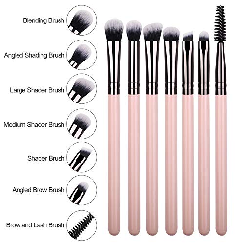 7pcs Eye Makeup Brushes Essential Pink Eyeshadow Makeup Brush Set for Eyes Bl...