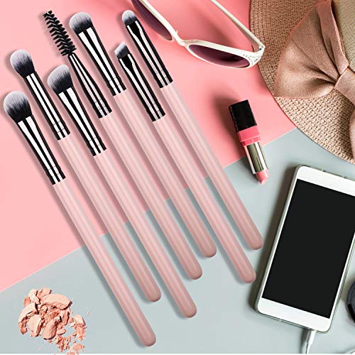 7pcs Eye Makeup Brushes Essential Pink Eyeshadow Makeup Brush Set for Eyes Bl...