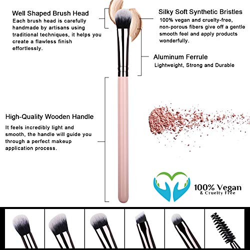 7pcs Eye Makeup Brushes Essential Pink Eyeshadow Makeup Brush Set for Eyes Bl...