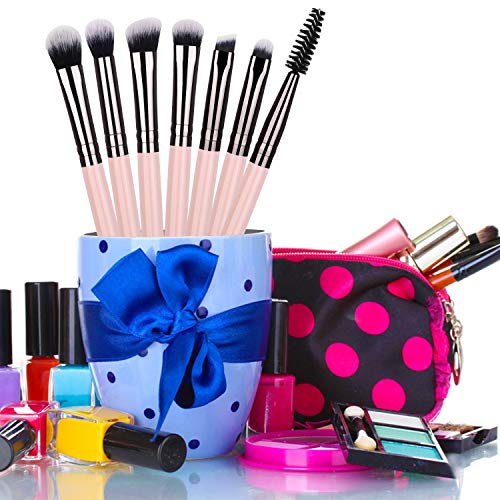 7pcs Eye Makeup Brushes Essential Pink Eyeshadow Makeup Brush Set for Eyes Bl...