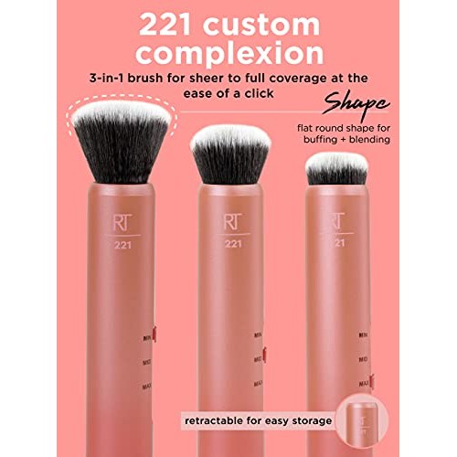 Real Techniques Custom Complexion Foundation 3-in-1 Brush, Custom Slide For F...