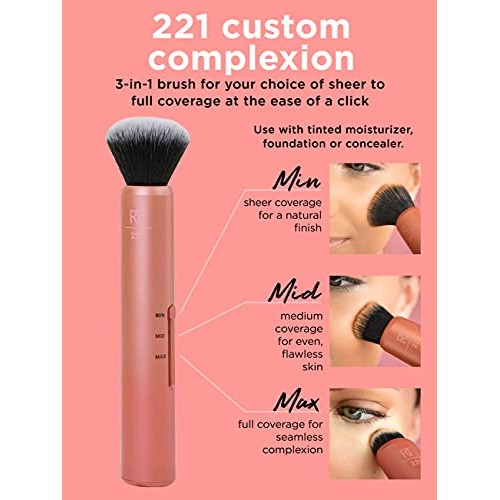 Real Techniques Custom Complexion Foundation 3-in-1 Brush, Custom Slide For F...