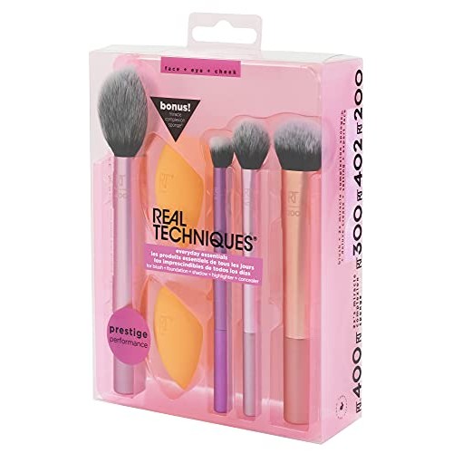 Real Techniques Makeup Brush Set with 2 Sponge Blenders for Eyeshadow, Founda...