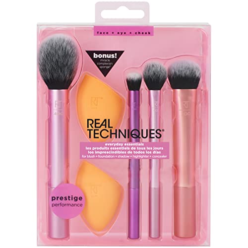 Real Techniques Makeup Brush Set with 2 Sponge Blenders for Eyeshadow, Founda...