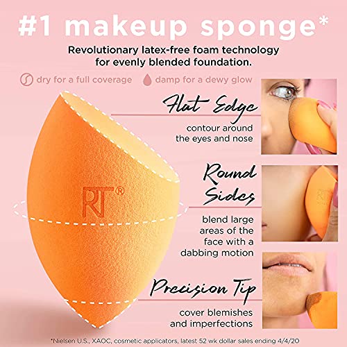 Real Techniques Miracle Complexion Assorted Beauty Sponges Makeup Blender, 6 ...