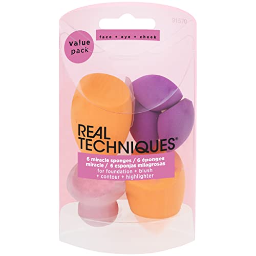 Real Techniques Miracle Complexion Assorted Beauty Sponges Makeup Blender, 6 ...