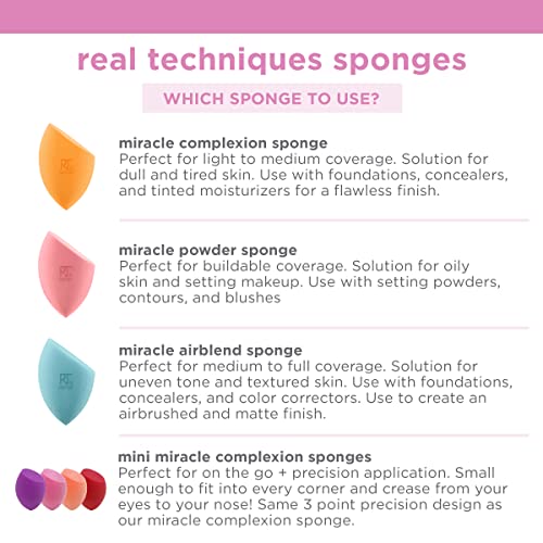 Real Techniques Miracle Complexion Beauty Sponge Makeup Blender, Set of 4
