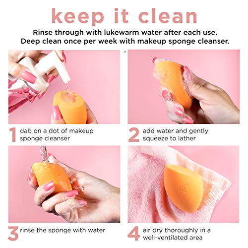 Real Techniques Miracle Complexion Beauty Sponge Makeup Blender with Case, Pe...