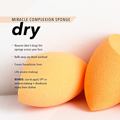 Real Techniques Miracle Complexion Beauty Sponge Makeup Blender with Case, Pe...
