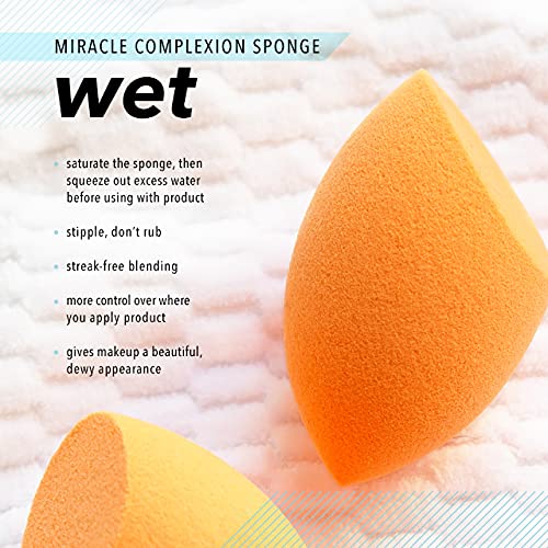Real Techniques Miracle Complexion Beauty Sponge Makeup Blender with Case, Pe...
