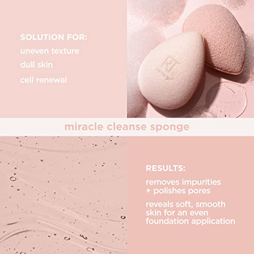 Real Techniques Sponge +, Skin Care Facial Cleanser Tool with Probiotics, Exf...