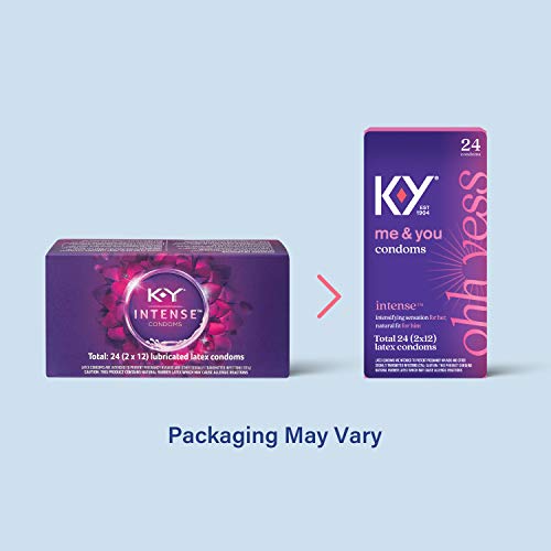 K-Y Me & You Intense Ultra Thin Latex Condoms- Water Based Lube, Intensifying...