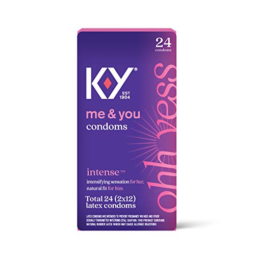 K-Y Me & You Intense Ultra Thin Latex Condoms- Water Based Lube, Intensifying...